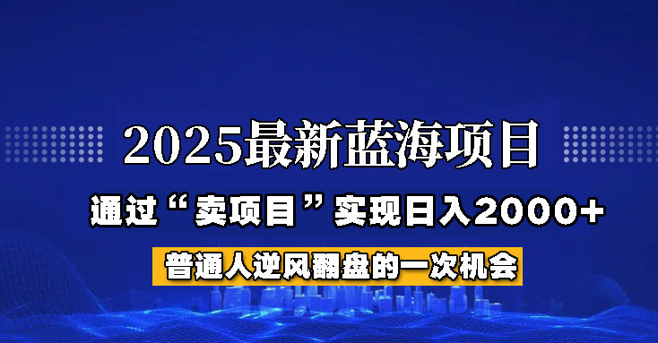 2025年蓝海项目，如何通过“网创项目”日入2000+-轻创终点站