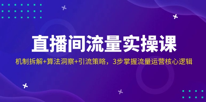 直播间流量实操课：机制拆解+算法洞察+引流策略，3步掌握流量运营核心逻辑-轻创终点站