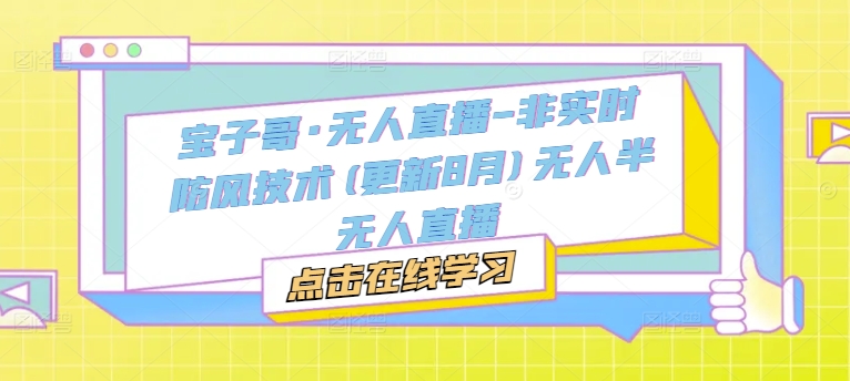 宝子哥·无人直播-非实时防风技术(更新25年5月)无人半无人直播-轻创终点站