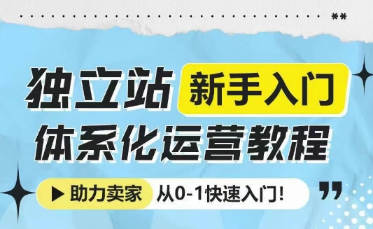 独立站新手入门体系化运营教程，助力独立站卖家从0-1快速入门!-轻创终点站