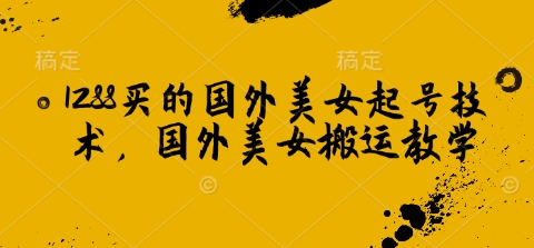 1288买的国外美女起号技术，国外美女搬运教学-轻创终点站