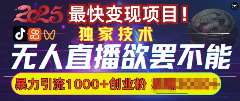 欲罢不能的无人直播引流，超暴力日引流1000+高质量精准创业粉-轻创终点站