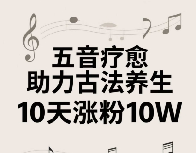 古法五音养生教程，五音疗愈的视频的制作方法，2-4小时就能学会，作者10天涨粉10W-轻创终点站