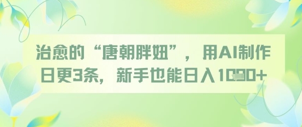 治愈的“唐朝胖妞”，用AI制作日更3条，新手也能日入多张-轻创终点站