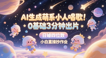 AI生成萌系小人唱歌，0基础3分钟出片，28个作品涨粉8.9W，单条最高19W赞，日入四位数，小白直接抄作业-轻创终点站