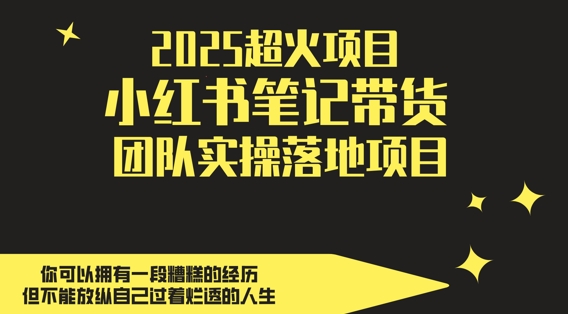 2025超火项目，副业最佳选择，小红书笔记带货团队实操落地项目，，轻松日入5张-轻创终点站