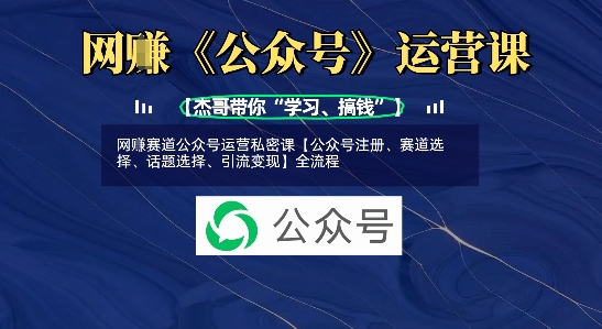 网创赛道公众号运营私密课【公众号注册、赛道选择、话题选择、引流变现】全流程-轻创终点站