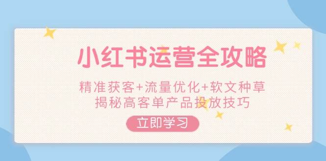 小红书运营全攻略，精准获客+流量优化+软文种草，揭秘高客单产品投放技巧-轻创终点站