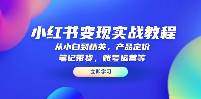 小红书变现实战教程：从小白到精英，产品定价，笔记带货，账号运营等-轻创终点站