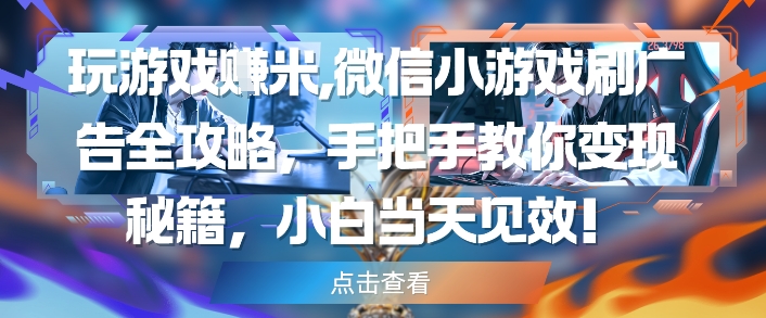 玩游戏挣米，微信小游戏刷广告全攻略，手把手教你变现秘籍，小白当天见效-轻创终点站