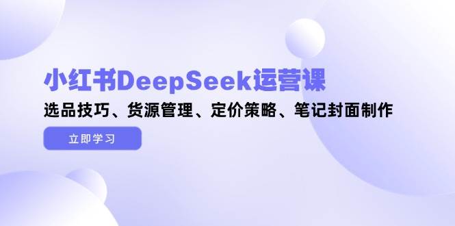 小红书DeepSeek运营课，选品技巧、货源管理、定价策略、笔记封面制作-轻创终点站