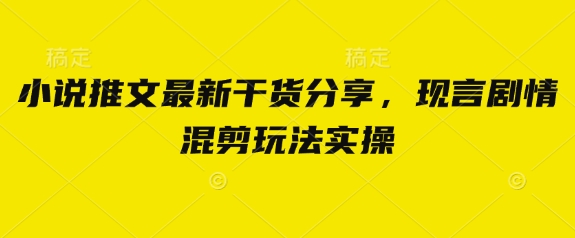 小说推文最新干货分享，现言剧情混剪玩法实操-轻创终点站