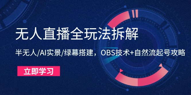 无人直播全玩法拆解：半无人/AI实景/绿幕搭建，OBS技术+自然流起号攻略-轻创终点站