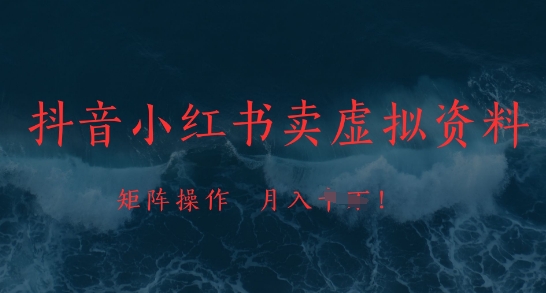 抖音小红书卖虚拟资料，市场需求一直存在，矩阵操作，月入1w+-轻创终点站