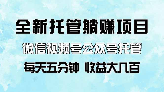 全新托管躺赚项目，微信视频号公众号托管代运营，每天五分钟，收益大几百-轻创终点站