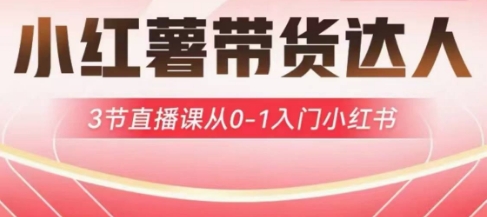 小红薯达人带货启航计划，3节直播课从0-1入门小红书-轻创终点站