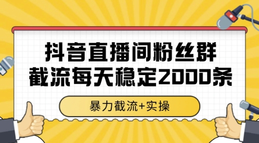 抖音直播间粉丝群暴力截流，一台电脑每天稳定2000条数据，暴力截流+实操 【揭秘】-轻创终点站
