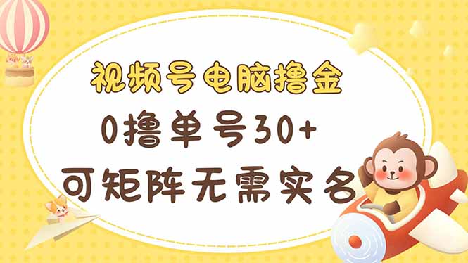 视频号电脑撸金 0撸单号30+ 可矩阵 无需实名多号多得-轻创终点站