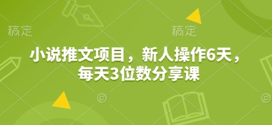 小说推文项目，新人操作6天，每天3位数分享课-轻创终点站