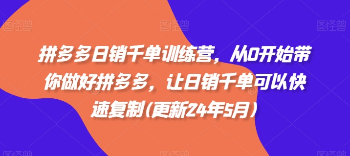 拼多多日销千单训练营，从0开始带你做好拼多多，让日销千单可以快速复制(更新25年3月)-轻创终点站