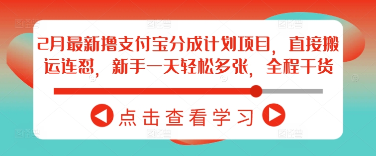 2月最新撸支付宝分成计划项目，直接搬运连怼，新手一天轻松多张，全程干货-轻创终点站
