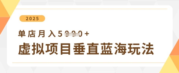 虚拟项目垂直玩法，实现单店月入5k+-轻创终点站