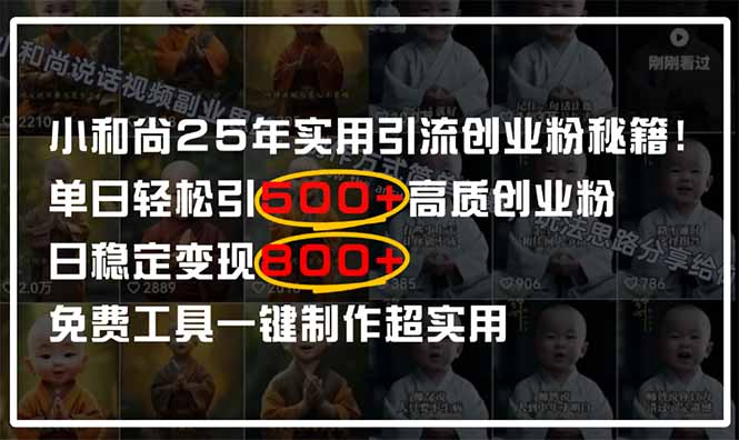 小和尚2025年实用引流秘籍！单日轻松引500+高质量创业粉，日变现800+，…-轻创终点站