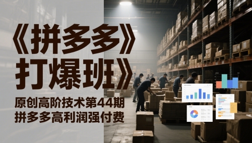 《拼多多打爆班》原创高阶技术第44期，拼多多高利润强付费-轻创终点站