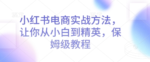 小红书电商实战方法，让你从小白到精英，保姆级教程-轻创终点站