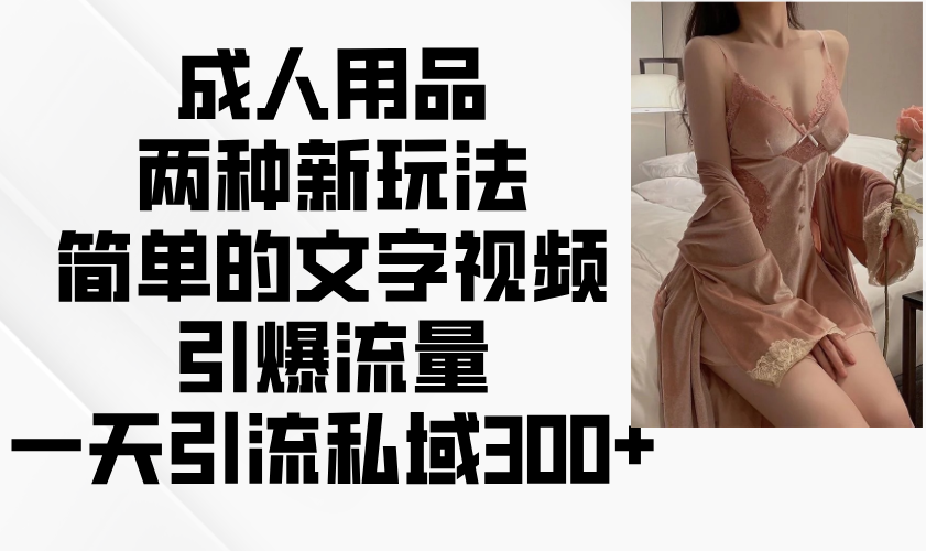 成人用品两种新玩法，简单的文字视频引爆流量，一天引流私域300+-轻创终点站