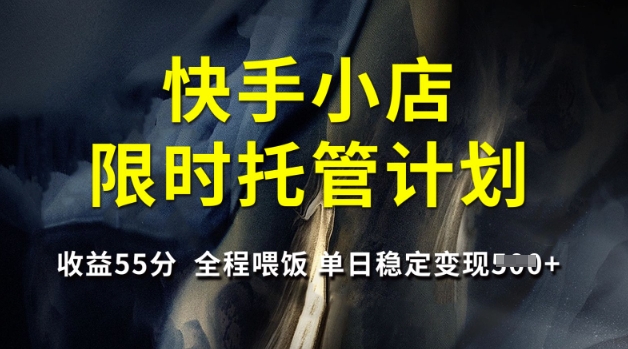 快手小店限时托管计划，收益55分，全程喂饭，单日稳定变现5张【揭秘】-轻创终点站