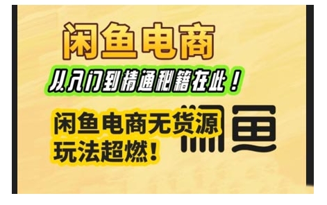 闲鱼电商实战课，从入门到精通秘籍在此，闲鱼电商无货源玩法超燃!-轻创终点站