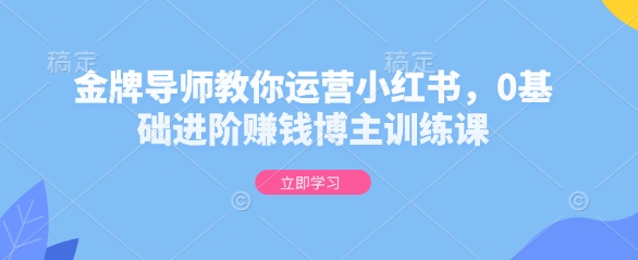金牌导师教你运营小红书，0基础进阶赚钱博主训练课-轻创终点站