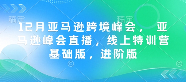 12月亚马逊跨境峰会， 亚马逊峰会直播，线上特训营基础版，进阶版-轻创终点站