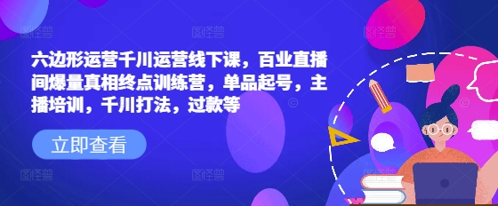 六边形运营千川运营线下课，百业直播间爆量真相终点训练营，单品起号，主播培训，千川打法，过款等-轻创终点站