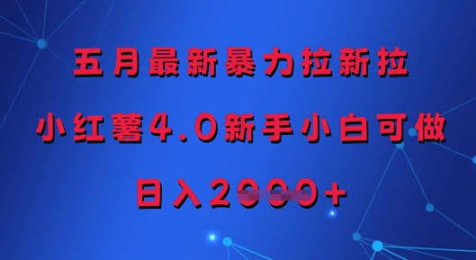 五月最新暴力拉新拉，小红薯4.0新手小白可做，日入多张-轻创终点站