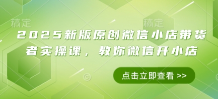 2025新版原创微信小店带货者实操课，教你微信开小店-轻创终点站