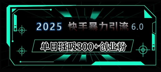 2025年快手6.0保姆级教程震撼来袭，单日狂吸300+精准创业粉-轻创终点站