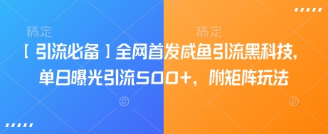 【引流必备】全网首发咸鱼引流黑科技，单日曝光引流500+，附矩阵玩法【揭秘】-轻创终点站