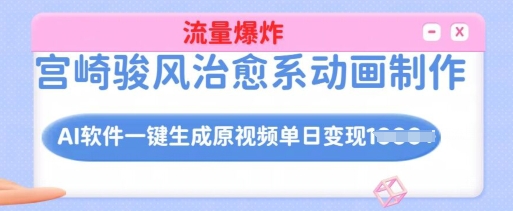 宫崎骏风治愈系动画制作，AI软件一键生成原创视频流量爆炸，单日变现多张，详细实操流程-轻创终点站