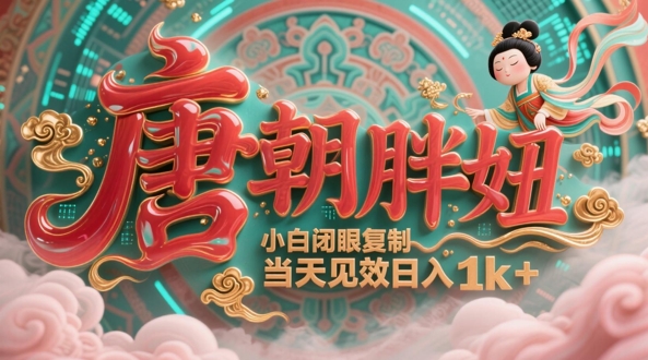 用AI克隆“唐朝胖妞”日更3条，平台疯狂推流，小白闭眼复制，当天见效，日入1k+-轻创终点站