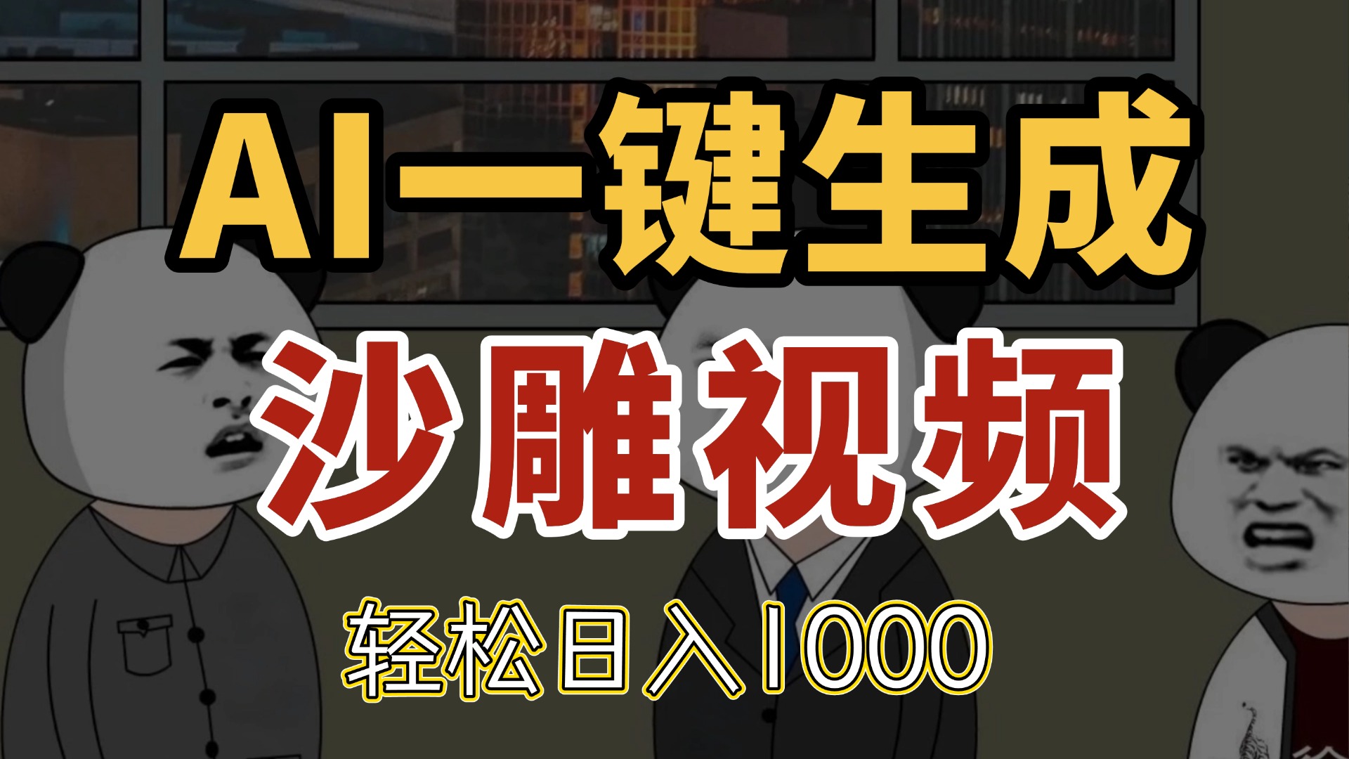 AI一键生成沙雕视频，一条视频千万播放，轻松日入1000-轻创终点站