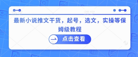 最新小说推文干货，起号，选文，实操等保姆级教程-轻创终点站