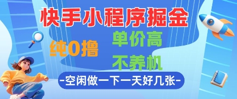 快手小程序掘金，纯0撸，单价高不养机 利用空闲时间做一做，一天好几张【揭秘】-轻创终点站