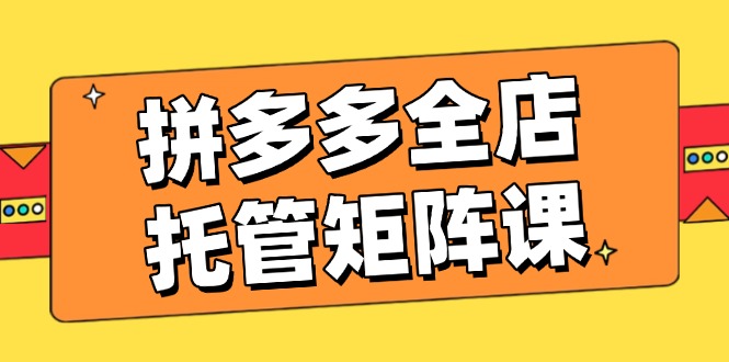 拼多多全店托管矩阵课，盈利动销玩法，高效计划设置，提升店铺效益-轻创终点站