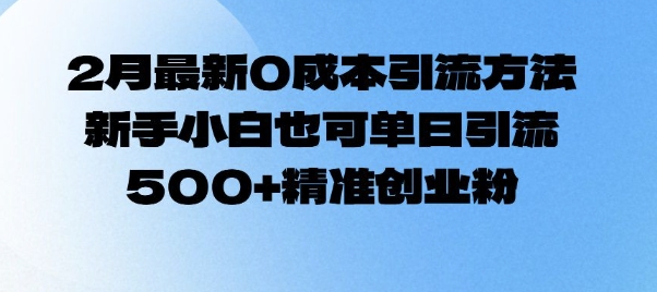 2月最新0成本引流方法，新手小白也可单日引流500+精准创业粉-轻创终点站