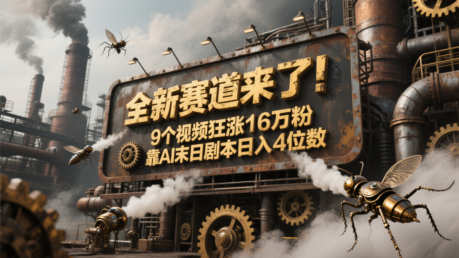 全新赛道来了！9个视频狂涨16万粉，靠AI末日剧本日入4位数，评论区爆肝追更！-轻创终点站
