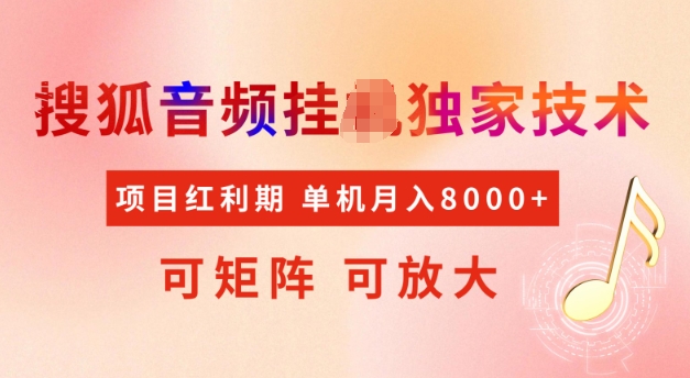 首发搜狐音频挂JI，项目红利期，可矩阵可放大，稳定月入5k【揭秘】-轻创终点站