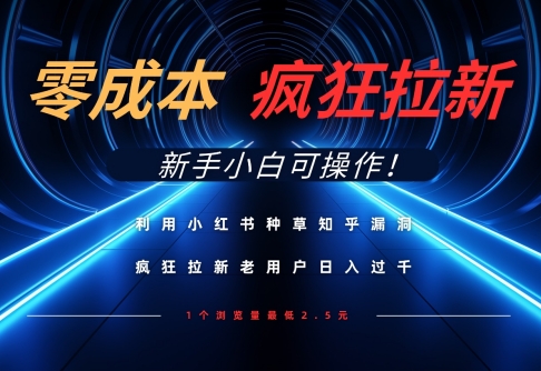 利用小红书种草知乎漏洞，零成本疯狂拉新日入数张，新手小白可操作-轻创终点站