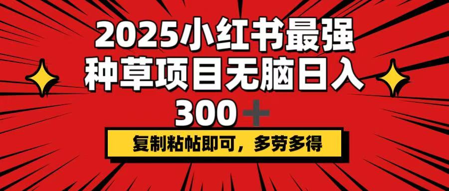2025小红书最强种草项目，无脑日入300+，复制粘帖即可，多劳多得-轻创终点站